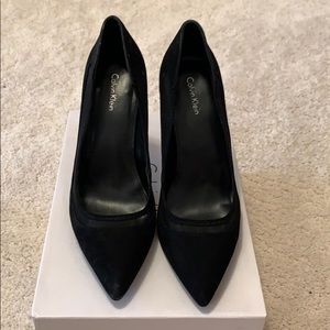 Calvin Klein Black Suede and Mesh Pumps